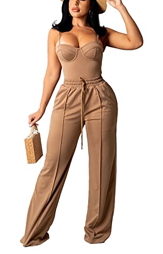 Bluewolfsea Women's Sexy 2 Piece Outfits Wide Leg Jumpsuits Summer