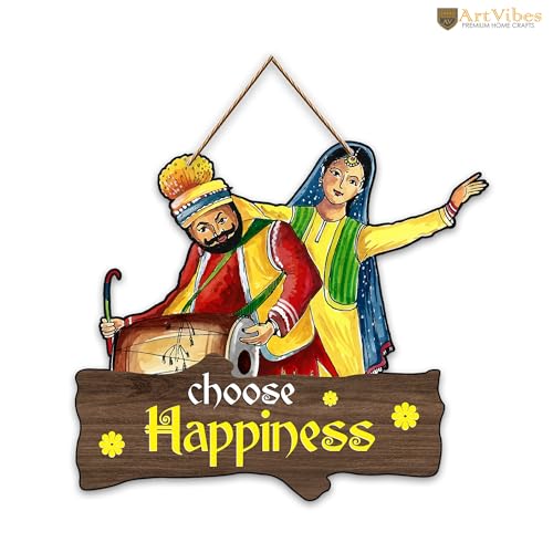 Artvibes Choose Happiness Positive Quote Wooden Wall Hanger for Gateway | Home Decor | Office | Gifts | Bedroom | Designer Artwork Decor Items for Living Room (WH_8704N)