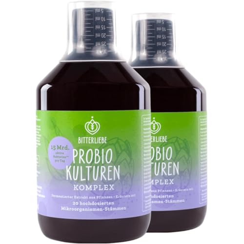 BitterLiebe® Plus Bitter Probio-Kulturen Komplex - flüssige Darmbakterien für die Verdauung - magensaftresistentes Mittel für die Darmflora und Sanierung