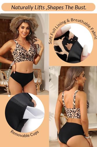 Image of Women's Bikini Top - Supportive Swimsuit for Large Bust - 2025 Cut Out Twist Swim Top