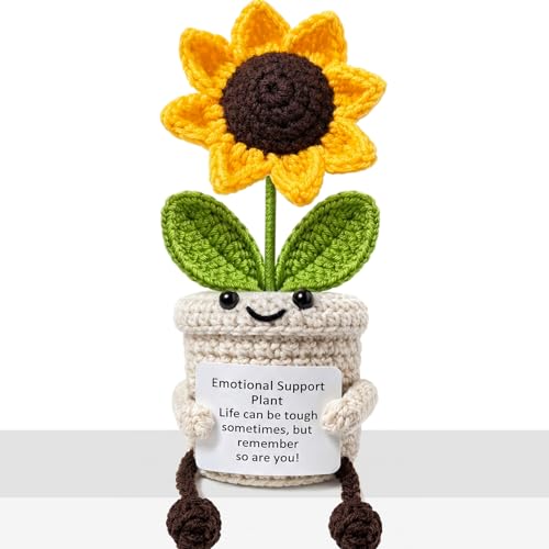 Vbepos Emotional Support Plush Plant Crochet Sunflower Gifts for Women Her Mom Get Well Gifts for Women Men Coworker Friends