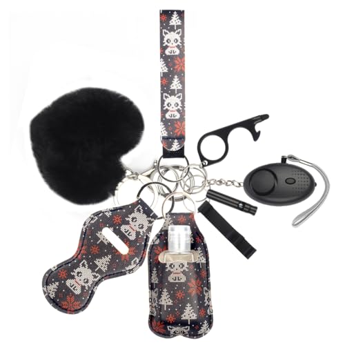 Safety Keychains for Women, Wristlet Strap Keychain Set with Personal Alarm,9 PCS Self Protection Keychain Accessories Kit