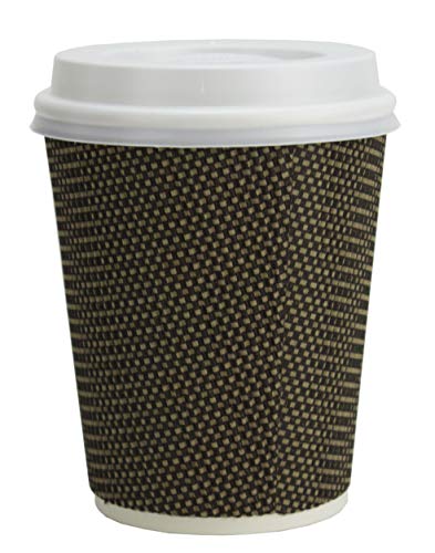RIPPLE Tazas para café y bebidas para llevar con tapa - Tres Capas de Aislamiento, Tazas Desechables, 25 Tazas con Tapa Hermética 12oz