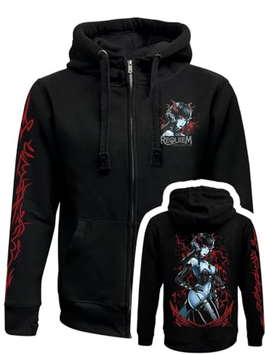 Sweat à capuche zippé noir rubis Requiem Collective pour homme