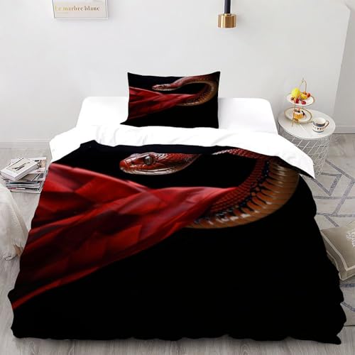 Housse de couette Red Snake en microfibre de qualité supérieure pour lit une place - 2