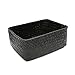 Bodhi2000 Cesta de paja natural, rectangular hecha a mano, caja de almacenamiento de paja de regalo, cesta de decoración para estantería, caja de almacenamiento de escritorio de color negro