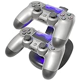 Eaxus® Controller Ladestation Geeignet für PS4 - Aufladestation mit LED Beleuchtung & USB Kompatibel mit PlayStation 4, Schwarz
