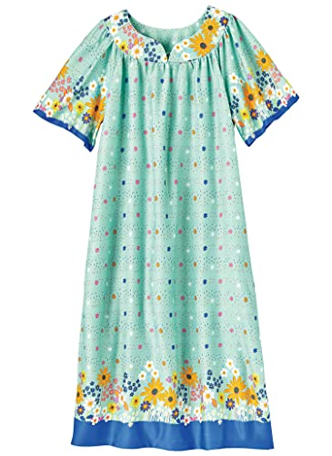 Image of AmeriMark Casual Women's Patio Muumuu House Dress Loose Comfortable Short Sleeve Sun Dress Lounger Gown Sleepwear for Ladies