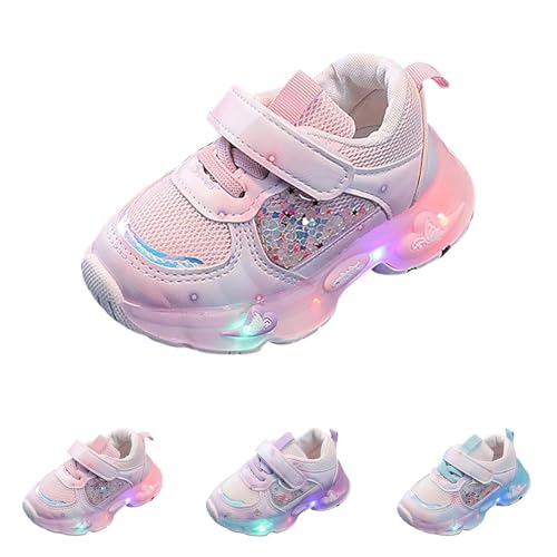 Betadog Girls Glitter Sneakers Lightweight Kids Tennis Shoes Kids Athletic Shoes Youth Girls Slip-On Athletic Sneakers (Red-8, 12)