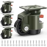 EMBOWLIFE Leveling Casters Wheels, Heavy Duty Casters Wheels with Ratchet Arm 6600 LBS, Green Retractable Casters Set of 4, Nylon Wheels & Leveling Feet, Suitable for Equipment, Machine