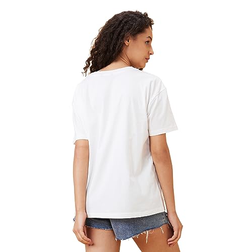 Image of Globus Women White Printed Boxy Fit Casual T-shirt-3638274001