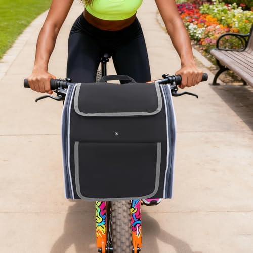 4-In-1 Hundekorb für Fahrrad, Faltbarer Hundefahrradkorb Vorne mit 4-Offenen Türen, 360°-Meshfenster, Roll-Sonnenschutz, Haustier-Reisetasche, Hunderucksack für Katzen & kleine Hunde, Schwarz