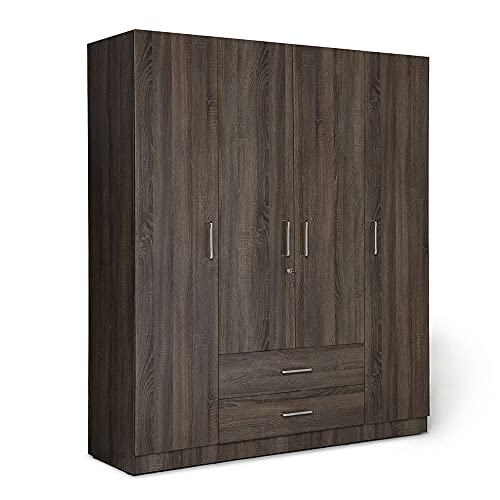 Image of Wakefit Wardrobe | 1 Year Warranty | Engineered Wood Almirah, Cupboard for Clothes Storage | 4 Door, 1 Drawer, 1 Hanging Space | Organza Plus - Napa Oak