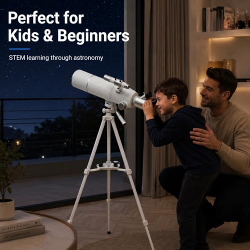 Image of Lukzer F50070 Astronomical Telescope for Beginners and Families, Moon Viewing, Stargazing and Terrestrial Observation (White)