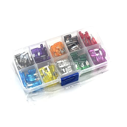 Fusibles Kit de fusibles pequeños 100PCS Auto Automotriz Coche Barco Camión Hoja Caja de fusibles Conjunto Surtido, 2A 3A 5A 7.5A 10A 15A 20A 25A 30A 35A