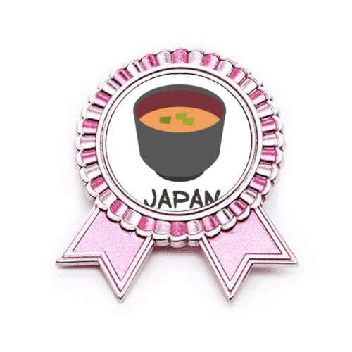 Broche de soupe miso japonaise en métal rose | Épinglette de taille moyenne