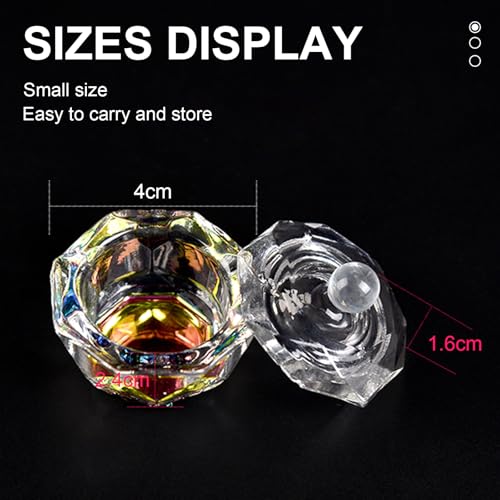 2 piezas cuencos para mezcla de acrílico con tapa para uñas miniatura 2