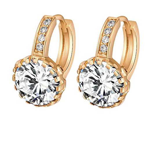 Boucles d'oreilles or 9K femme avec cerceau rond en moissanite scintillante