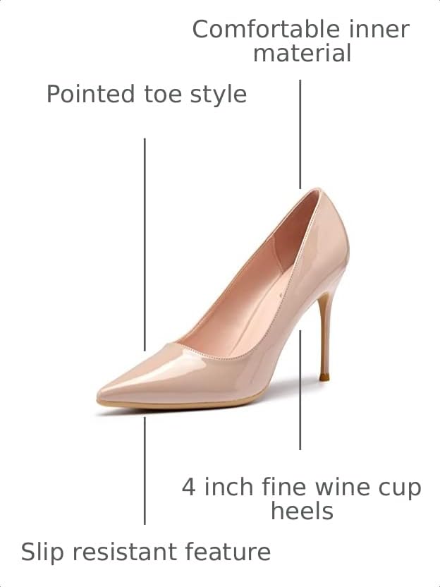 Image of Elisabet Tang High Heels, Womens Pointed Toe Slip on Stilettos Party Wedding Pumps Basic Shoes
