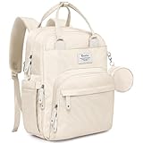 RUVALINO Diaper Bag Backpack-Multifunction Baby Travel Bag with Changing pad, Insulated Bottle Holders & Pacifier Case, Large Capacity, Waterproof, Beige