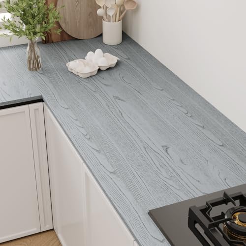Papier peint imperméable pour bureau et table effet bois gris rustique