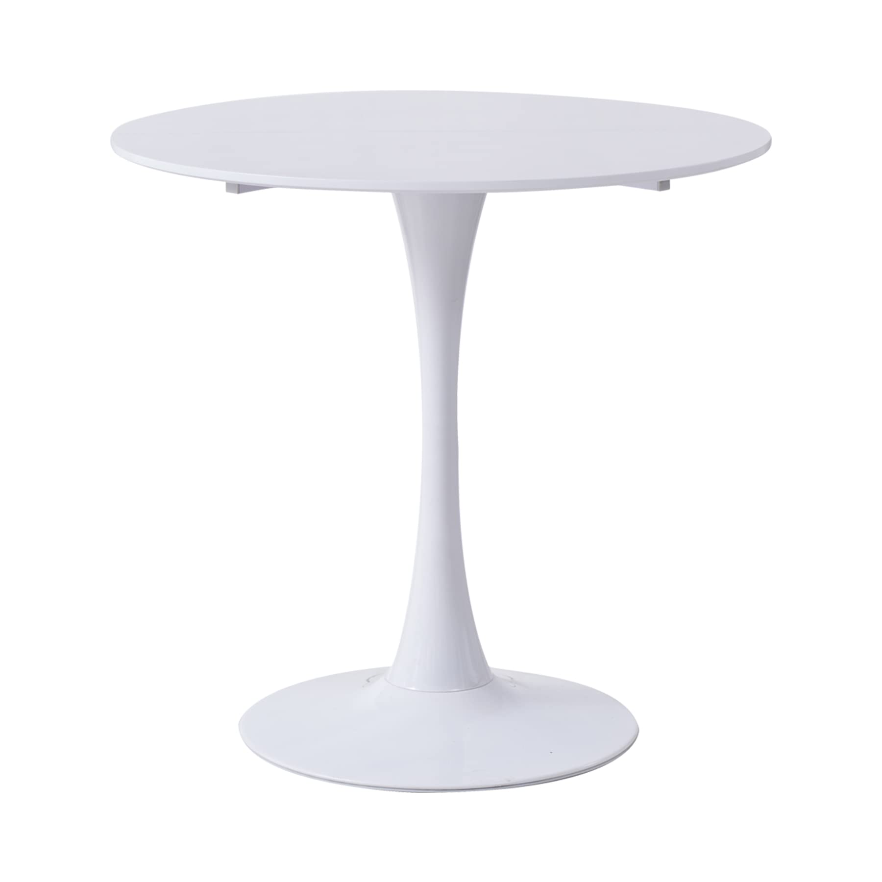 Mesa de Comedor Redonda de 80 cm, Mesa de Comedor Moderna de Mediados de Siglo con Escritorio de MDF y Base de Pedestal, Blanco