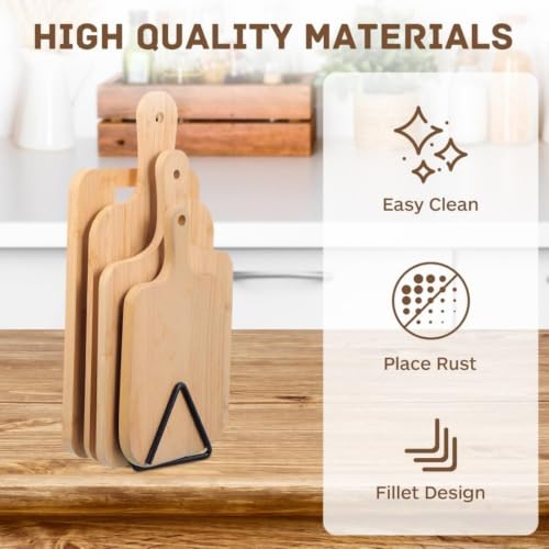 Image of 1PC Cutting Board Storage Rack Triangular Metal Holder Space Saving Cabinet Countertop Organizer for Boards, Trays, Plates, Black