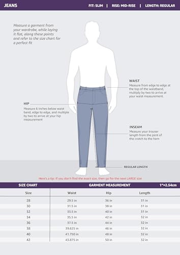 Symbol Premium Men's Slim Fit Stretchable Jeans | Casual Denim | Cotton Stretch | Fashion Shades of Black & Blue (Available in Plus Sizes)