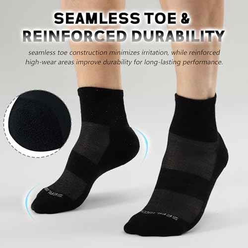 Image of ZEAL WOOD 3 Pairs Mens Womens Merino Wool Ankle Athletic Socks Low Cut Running Golf Tennis Hiking Socks Quarter