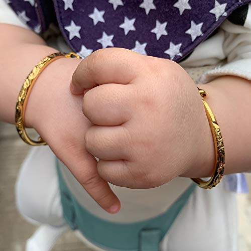 Ethlyn 2pcs/lot Baby Bracelet for infant Girls Boys 18K Gold Plated Kids Baby Expandable Adjustable Bangles &bracelets Birthday Christmas Gifts