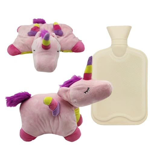 Wärmflasche für Tiere, 1 l, PVC, Wärmflasche mit Bezug aus weichem Plüsch, Wärmflasche für Kinder und Erwachsene, für Hand, Rücken, Handwärmer, Komfort (G)