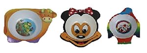Perpetual Bliss Cartoon Print Melamine Bowl Lunch Plates for Kids (Pack of 3)