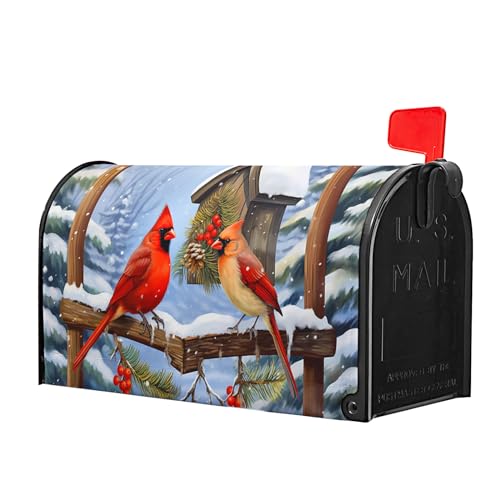 Image of Winter Mailbox Covers Magnetic Red Cardinal Birds Winter Mailbox Wraps Standard Size 18x21in Holiday Garden Post Box Cover Decor for Home Garden Outdoor Yard