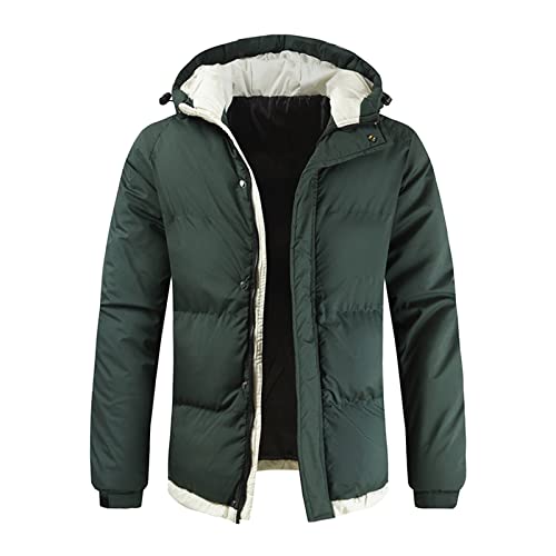 Doudoune homme vert XL : veste rembourrée chaude pour un style urbain décontracté en hiver