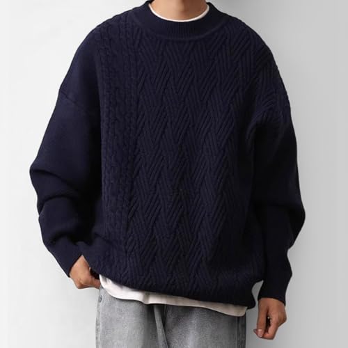 Men's Casual Breathable Sweaters Loose Lightweight Round Neck Pullover Sweaters Solid Trend Winter Warming Sweater2