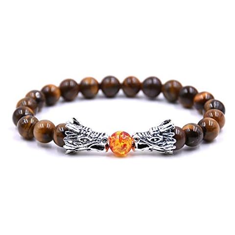 USUASI - Pulsera de Cuentas con Piedra de Lava y Cabeza de Dragón de Plata de 8 mm Cover