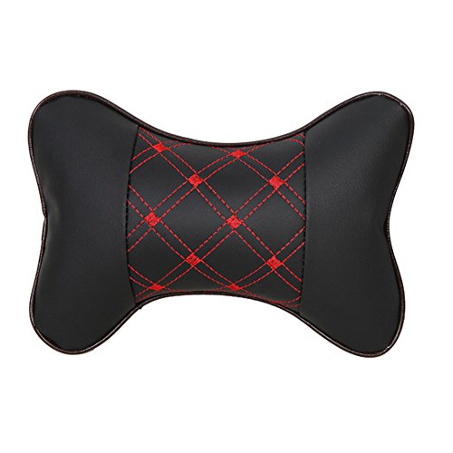 Coussin appui-tête de voiture en cuir PU pour siège de voiture (sans trou, rouge) Cover
