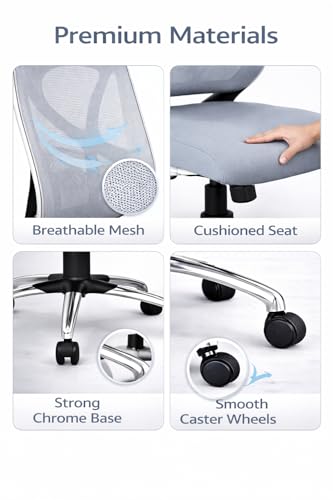 Image of Ergonomic Mesh Office Chair, High Back, Adjustable Headrest, Grey