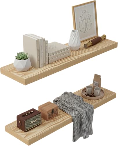 Lufia Floating Wall Shelves, Set of 2, MDF with Invisible