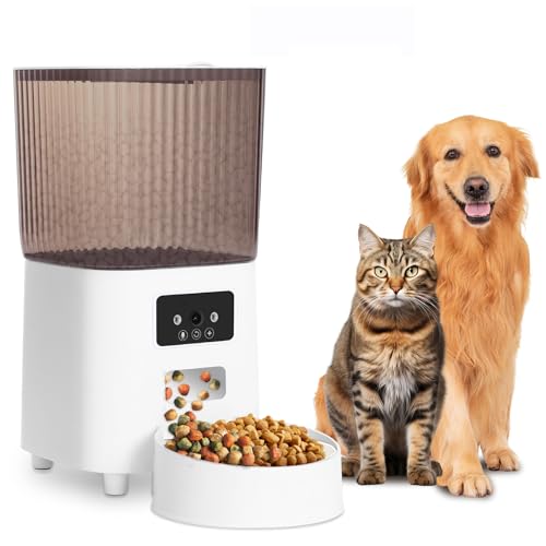 Comedero Gato Automatico con Cámara, 1080P HD Video 2.4G WiFi Alimentador de Mascotas, Control App, Voz en Tiempo Real, Alertas de Movimiento y Sonido a través de App Remota, 5L