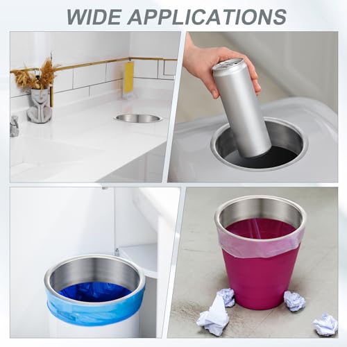 Image of Honeydak 2 Pieces 6 inch (Nominal) Diameter x 2 inch Height 304 Polished Stainless Steel 6 inch x 2 inch Trash Grommets for Countertop Inserted Trash Kitchen Cabinet Counter Bin, Ease to Install
