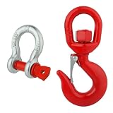WENHUALI 1 Ton Swivel Lifting Hook with 3/8 Inch D Ring Anchor Shackles