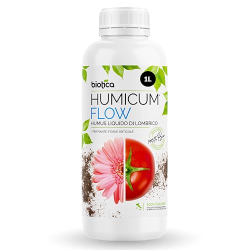 Biotica Humus di Lombrico Liquido 1L per la Fertilità del Terreno, Stimola le Radici e la Crescita delle Piante – Humicum Flow Ammendante Organico Microfiltrato per Piante, Fiori e Orticole
