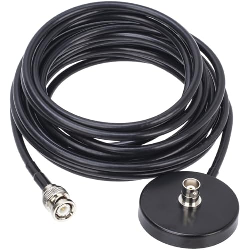 ifundom Base de Montaje Magnética para Antena de Radio Coche con Cable Coaxial Rg58 de 5 Metros Soporte con Conector Bnc Macho a Hembra y Base de 54 CM Diámetro para Transceptores