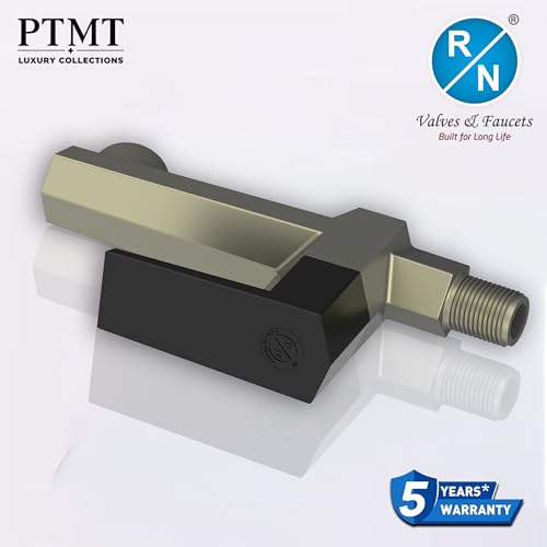 Image of RN PTMT Long Body Bib Cock for Bathroom | 15mm Long Body Foam Flow Water Tap with Flange | Luxury G20 Collection Faucet | High-Grade Engineering Polymer Tap (Graphite Black Dual, Pack of 1)