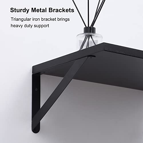 Marsmiles Black Floating Shelves, 12 Inch Deep Wall Mounted Shelves Set Of 2, Modern Floating Wood Shelves For Wall Decor Large Storage Shelves For Bathroom Bedroom Kitchen Living Room #TOP4