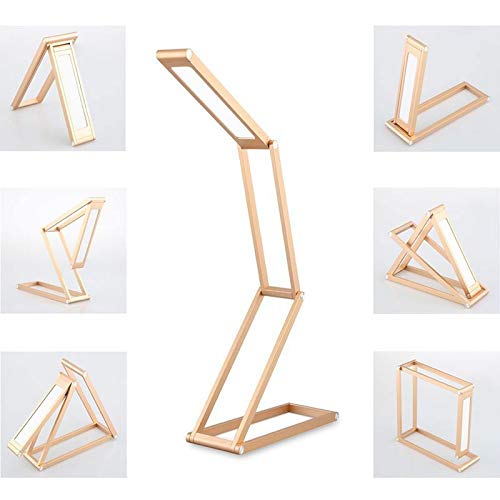 RTHGTFTD Lampka biurkowa USB. Akumulator DOPROWADZIŁO Lampa biurkowa długa Przenośna ściemnialna DOPROWADZIŁO Lampa stołowa Stopu Aluminium Składany Long Long Reading Light (Color : Gold)
