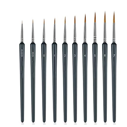Morkia Détail Pinceau, 10 Pcs Peinture Pinceaux Acrylique pour la Peinture à L'aquarelle Gouache et Acrylique,Ldéal pour des Détails Minutieux et Finition