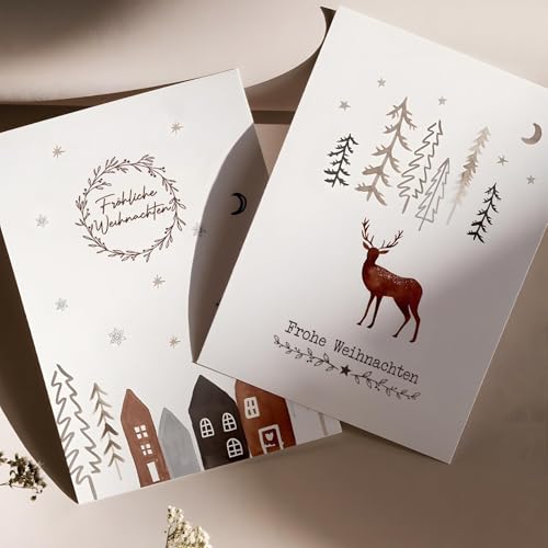 BOFUNX 2 Stücke Weihnachten Stempel Holzstempel Frohe Weihnachten Motivstempel Textstempel Weihnachtsstempel für Karten Geschenkpapier Scrapbooking