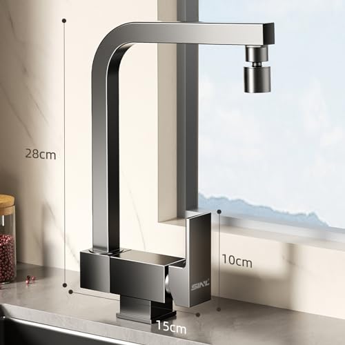 Robinets mélangeurs de cuisine gris pistolet rabattables double mode